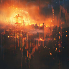 Obraz premium Bitcoin cryptocurrency fluctuations