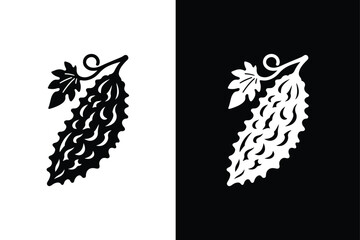 Bitter gourd icon. Bitter gourd icon silhouette vector illustration black white background.