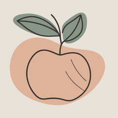 Apple fruit outline with shapes. Contemporary art. Hand-drawn line art boho style (6)