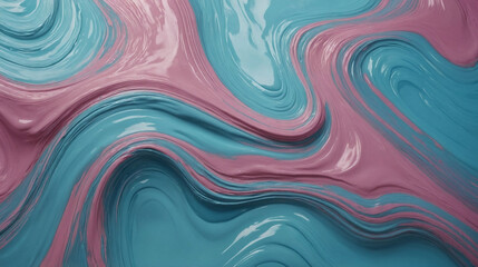 Abstract background with fluid paint swirls of pink and blue colors. Dynamic flow of liquid textures, smooth, glossy curves. sense of movement, creative projects, design inspirations.
