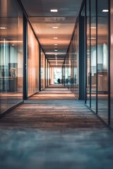 Obraz premium Blurred perspective of an office with textured walls and floors