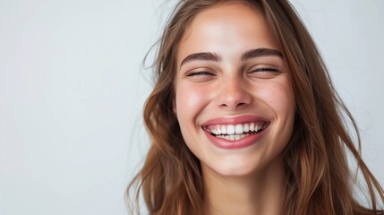 Naklejka premium Happy Young Woman Smiling and Laughing: Isolated on Transparent Background