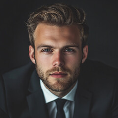 Young man winner start up entrepreneur portrait business licorne