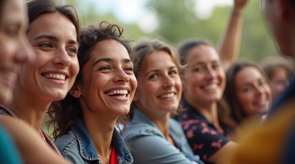 Fototapeta premium Joyful Female Audience: Diverse Group of Women Laughing and Enjoying Event Together