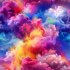 Vibrant Cosmic Tapestry Colorful Nebula Clouds in the Night Sky Universe, Digital Art Illustration