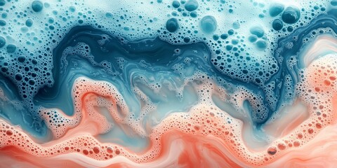 Naklejka premium Marble Serenity: Soft Shadows in Seafoam and Coral, generative ai