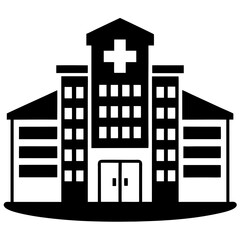 Hospital silhouette vector illustration on a white background