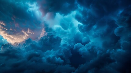 Dramatic dark blue cloudy sky overlay Skyoverlays Dramatic sky and lightning Bad weather with dark clouds Rain And Thunderstorm In Dramatic Sky : Generative AI