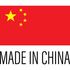Made in China, Chinese Quality, China Flag , Chinese Product Emblem. Vector Flat Icon Label