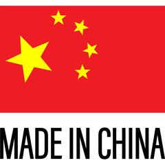 Made in China, Chinese Quality, China Flag , Chinese Product Emblem. Vector Flat Icon Label