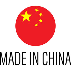 Made in China, Chinese Quality, China Flag , Chinese Product Emblem. Vector Flat Icon Label
