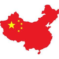 Naklejka premium Made in China, Chinese Quality, China Flag , Chinese Product Emblem. Vector Flat Icon Label