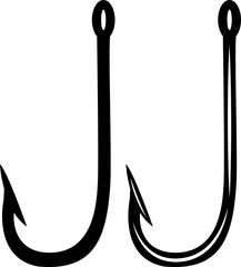 Double hook Black and white Fishing fishhook 11/11 size of svg vector cut file cricut silhouette design for t-shirt car decor sticker etc