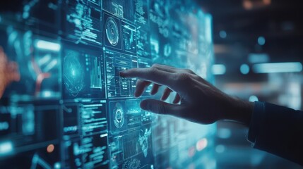 Businessman using a touch screen