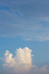 
It is a sunset sky with puffy clouds.