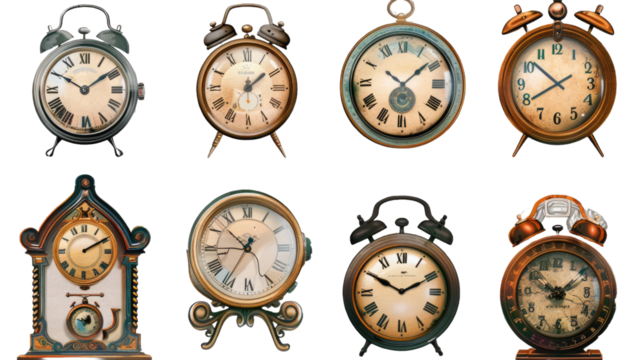 collection Set of retro vintage and modern stylis clock