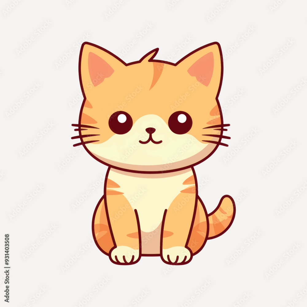 Poster cute cartoon orange tabby kitten