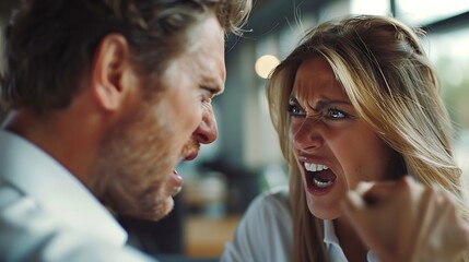 Fototapeta premium Angry Office Business Meeting Argument People Arguing And Fighting : Generative AI