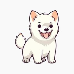 Obraz premium Cute cartoon white dog smiling