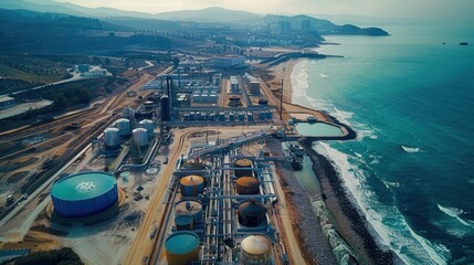 Large-scale desalination plant on coastal area,