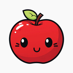 Cute cartoon smiling red apple