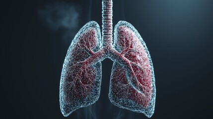 Comprehensive visualization of the human respiratory system showcasing lungs and their interaction with the heart in a vivid layout