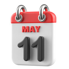 11th May Calendar Icon 3D Render