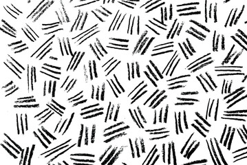 Black pencil strokes randomly scattered on a white background, creating an abstract pattern with a minimalist and modern design