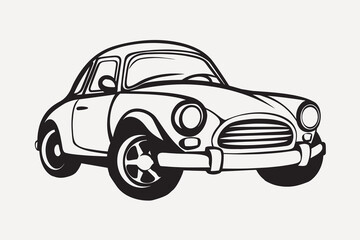 Vintage black and white car