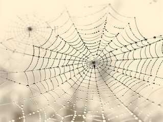 Obraz premium Eerie Seamless Spider Web Pattern with Creepy Crawly Design for Spooky Halloween Background