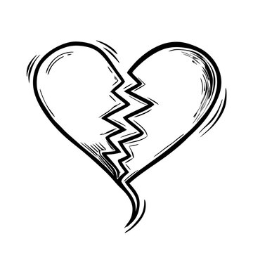 recommend clip art: Doodle broken heart Hand drawn line art valentine heart Valentines Day parting separation (3)