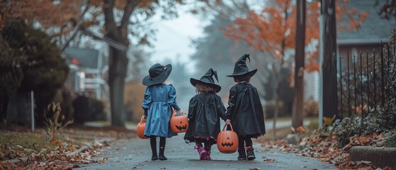 Children wearing spooky costumes 