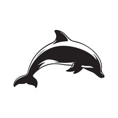Dolphin silhouette vector with white Background