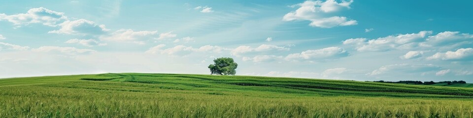 Lush green cornfields beneath a clear sky, showcasing the simplicity of agricultural landscapes.