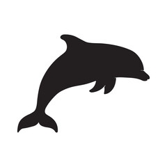 Dolphin silhouette vector with white Background