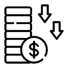 dollar descendant line icon