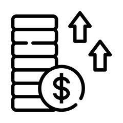 coins growth line icon