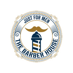 Barber shop logo and white vintage labels illustration templates vintage design tools vector.