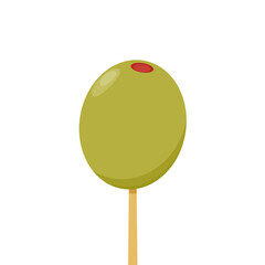 Pickled olives vector. stuffed olive skewer.