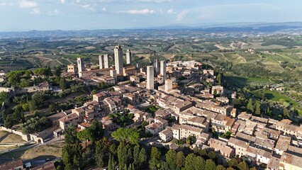Fototapeta premium Vue drone de San Gimignano en Toscane
