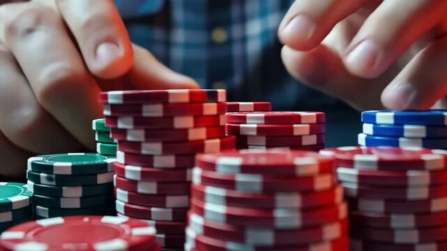Young dude using laptop to play online poker