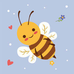 Vector Illustration Bee Cute Colorful