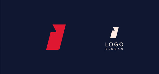 Wide bold red letter I, modern dynamic logo for business identity of technological, automotive and sports business. Vector illustration.
