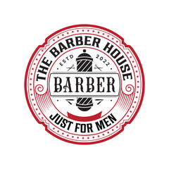 Barber shop logo and white vintage labels illustration templates vintage design tools vector.