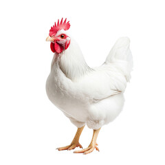 Fototapeta premium A beautiful white chicken standing proudly