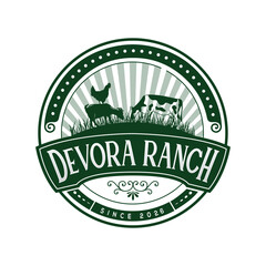 Vintage cattle farm logo premium design