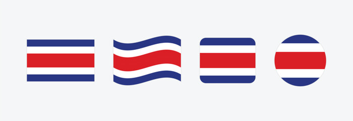 Vector Costa Rica flag. Set of Costa Rica Flags Collection. 
