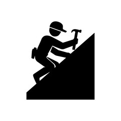 Roofer Working Vector Icon