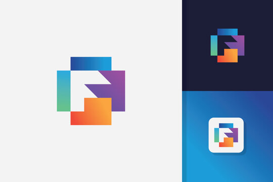 initial letter f technology logo design vector template