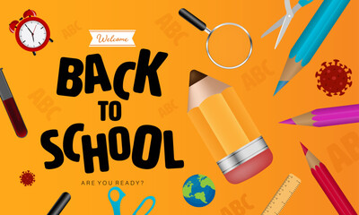 Education concept  Welcome back to school horizontal banner template design.